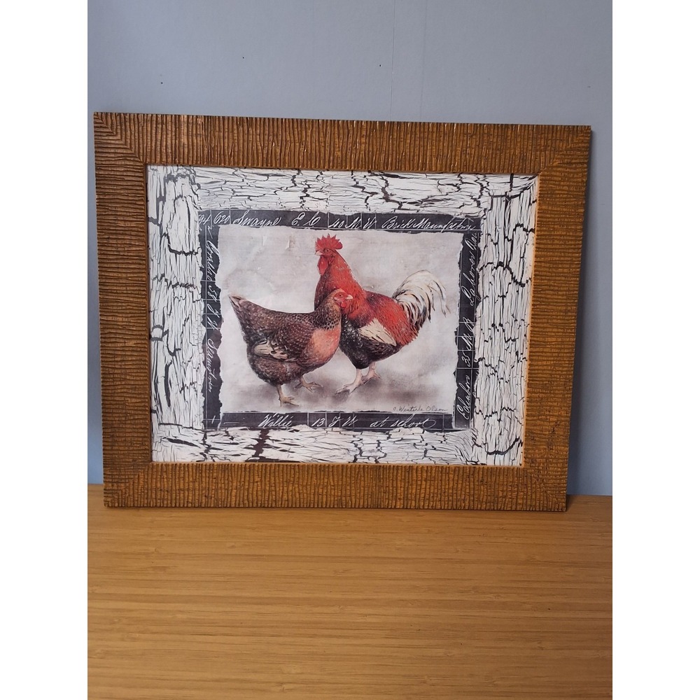 C. Winterle Olson "Fowl Play" Framed Art Print. Approx. 17"× 14" - Picture 1 of 5